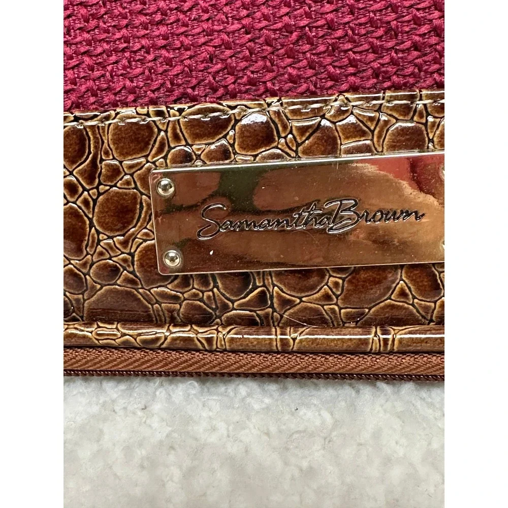 Samantha Brown Travel Organizer Burgundy Jewelry Faux Trim Cosmetics Case Pouch